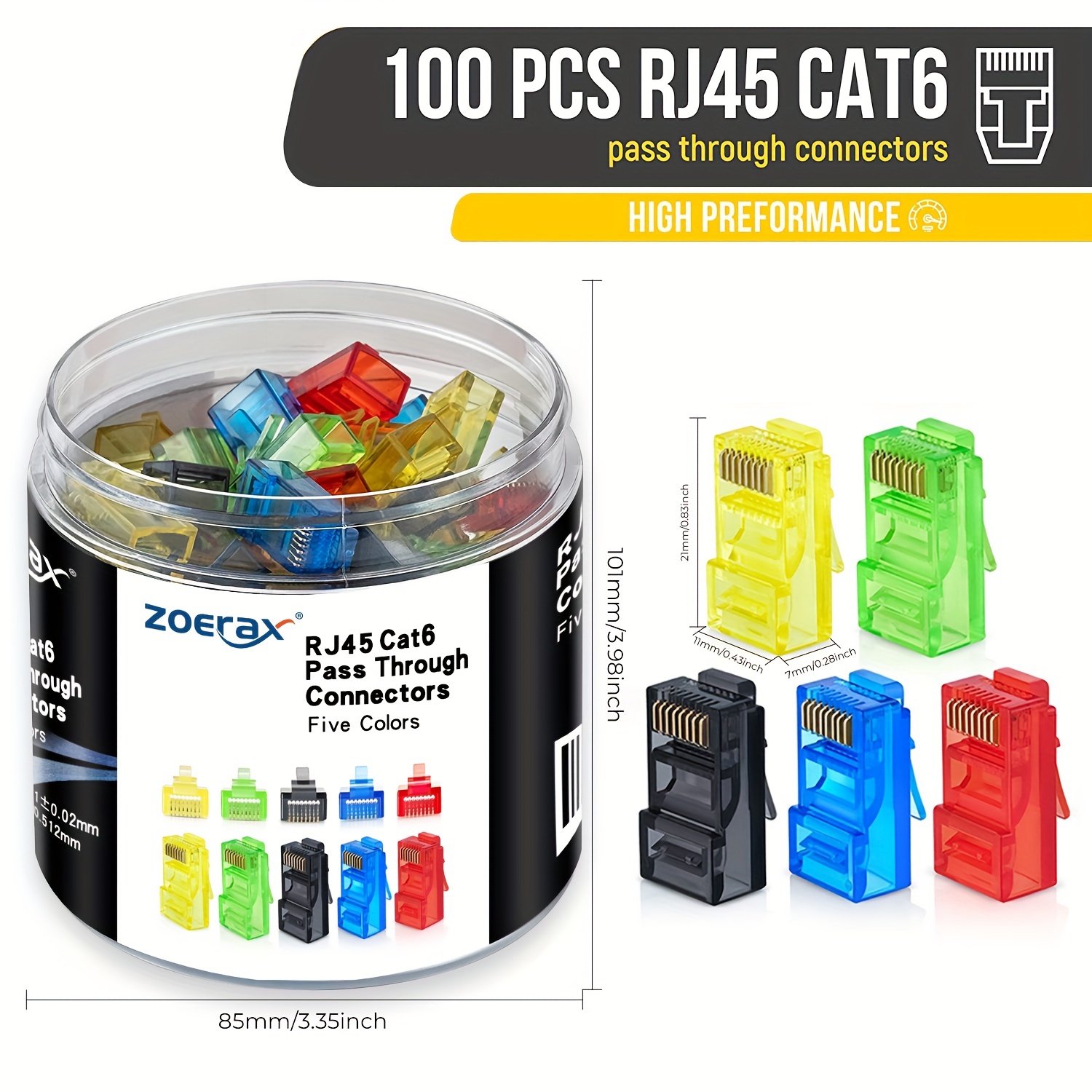 ZoeRax 100Pcs RJ45 Cat6 konekt - Rj45 Jack ulasan dan harga