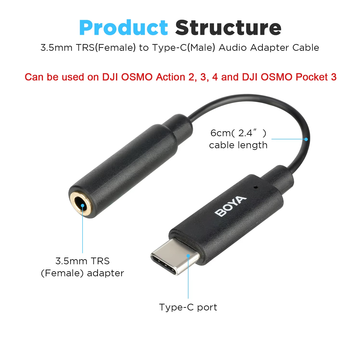 BOYA BY-K4 6cm 3.5mm TRS Femal - Trs Cable ulasan dan harga
