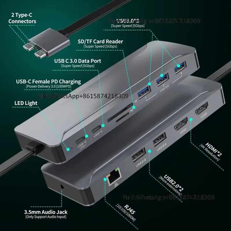Docking Station 5 Hub USB C de - Rj45 Jack ulasan dan harga
