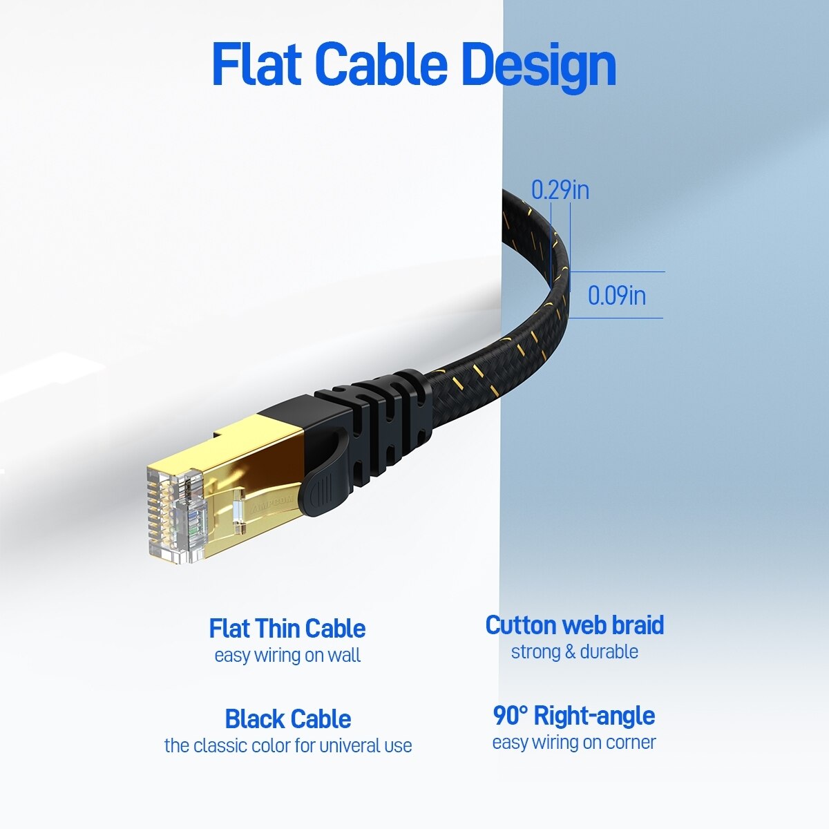 AMPCOM CAT7 kabel Ethernet kab - Rj45 Jack ulasan dan harga
